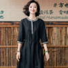 西子/卷香云龟裂纹香云纱桑蚕丝重工刺绣收腰连衣裙/CQSJ001 商品缩略图7