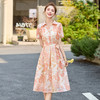 【预售3天】优雅气质收腰显瘦大花连衣裙短袖翻领韩版中长裙XXL3102 商品缩略图2