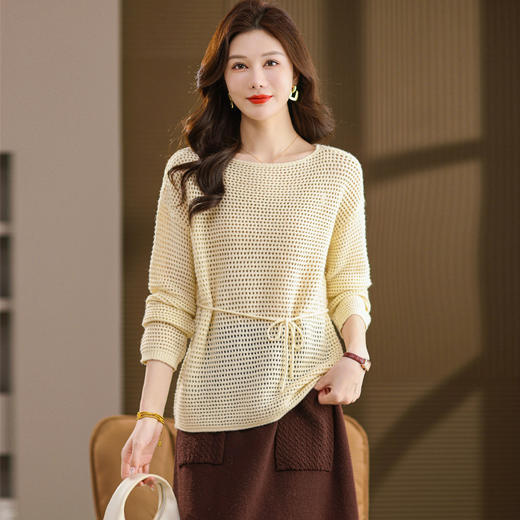 CC27-1787-158镂空毛衣女秋季宽松外穿针织衫2025新款早秋休闲打底衫气质罩衫潮 商品图3