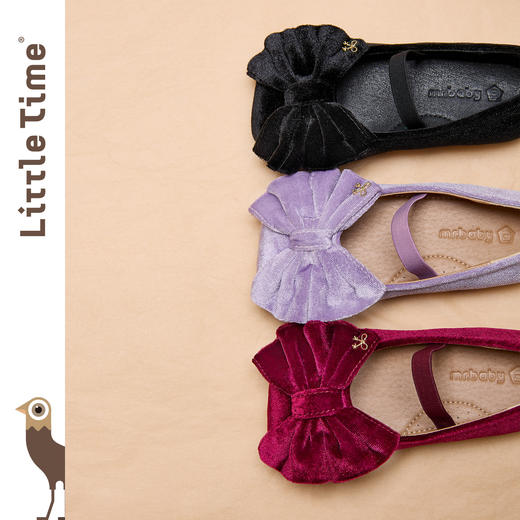 littletime女童皮鞋2025新款儿童百搭丝绒公主鞋女孩蝴蝶结芭蕾鞋 商品图2