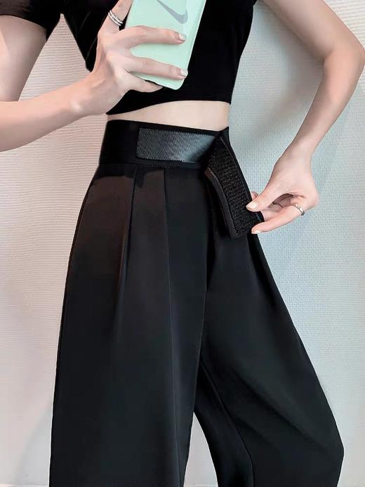 【季末断码清仓】2025魔术贴西装裤女夏薄款高腰垂感休闲直筒裤！ 商品图0