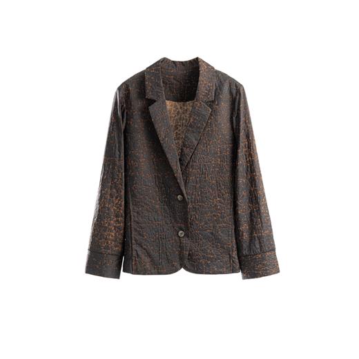 绽放女装515朵/龟裂纹香云纱正常肩简约文艺长袖西装外套春秋新款 商品图4