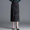 ZY-1523中式国风提花开叉半身裙复古直筒裙女裙子2025秋冬季新款包臀裙 商品缩略图3