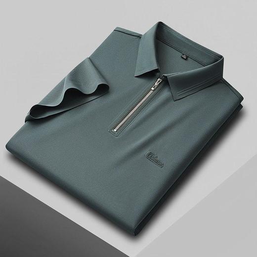 高端冰丝POLO衫休闲商务宽松高端拉链短袖t恤弹力免烫半袖体恤衫    PSL-PSL8095 商品图1