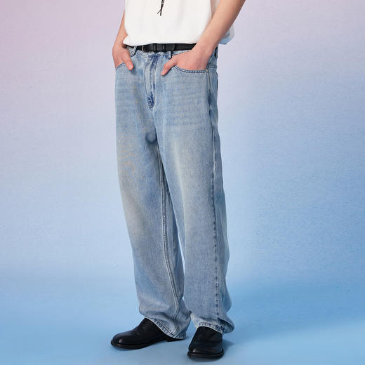 NPC潮牌重磅水洗猫须锥形牛仔裤男复古定制皮标秋季新款NP57DT11 商品图2