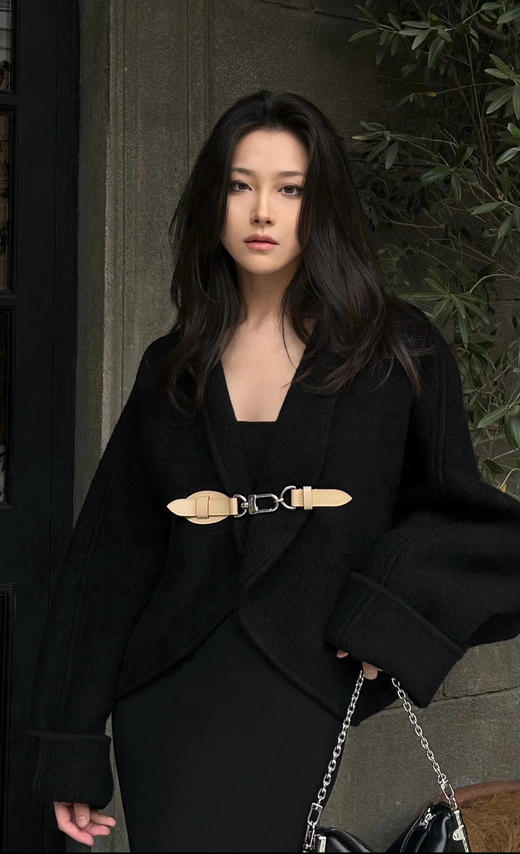 驴家 24FW秋冬新品 金属皮扣羊毛斗篷大衣外套（ZY*MM） 商品图11