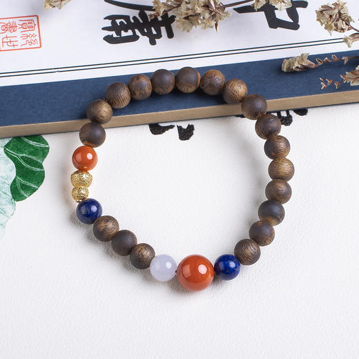 xy0505沉香+南红翡翠青金石葫芦手串 商品图3