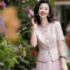 西子/香榭丽影醋酸亚麻假两件拼接贵气小香风连衣裙/CQTJ004 商品缩略图8