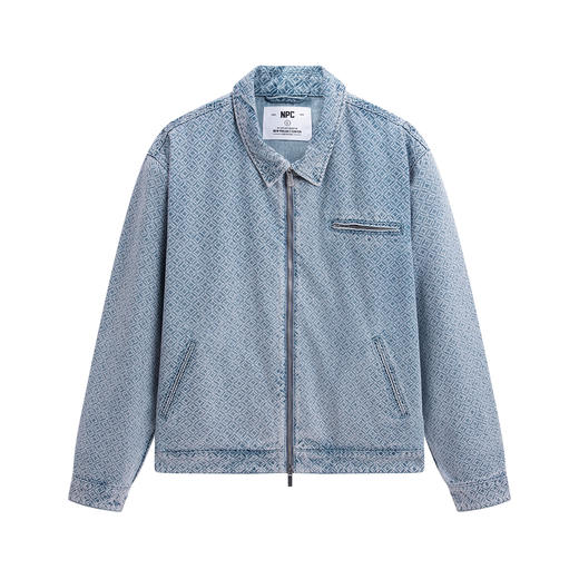 NPC潮牌满印铜币老花翻领牛仔夹克男老钱风牛仔水洗NP57DC08 商品图5