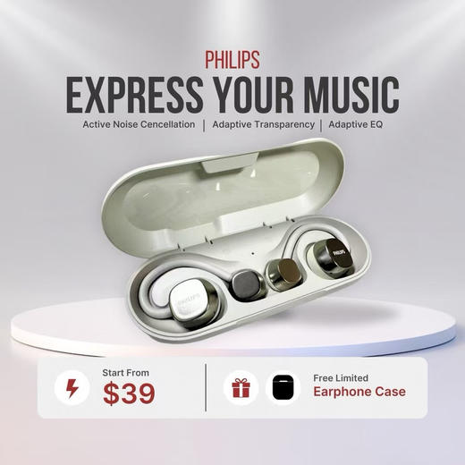 外贸原单正品飞利浦GO蓝牙运动耳机，原厂成箱来货！5.4蓝牙，续航22小时，IPX2防水
无线骨传导老牌音频大厂百年皇家品牌国背后拥有着雄厚的技术支持！
原价39美金 商品图0