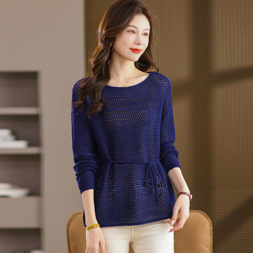 CC27-1787-158镂空毛衣女秋季宽松外穿针织衫2025新款早秋休闲打底衫气质罩衫潮 商品图0