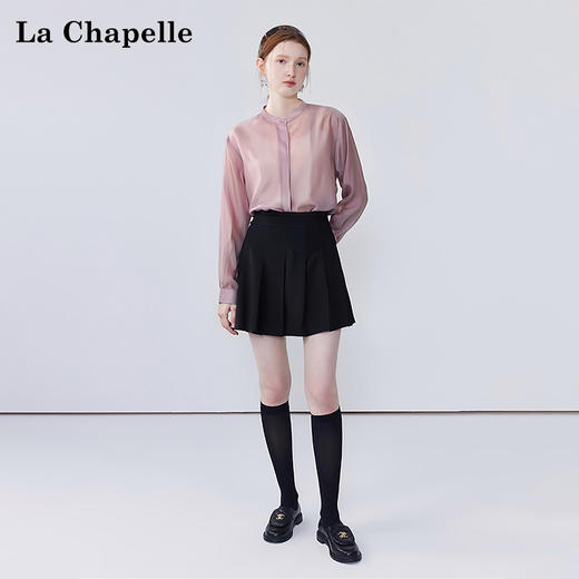 天猫同步【莱赛尔、轻薄凉感】拉夏贝尔/La Chapelle圆领长袖衬衫轻薄透气高级感长袖衬衣 商品图4