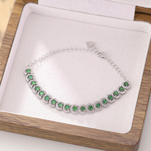 【疏影清浅】S925纯银翡翠圆珠连珠手链【CW-SL11774】 商品图2