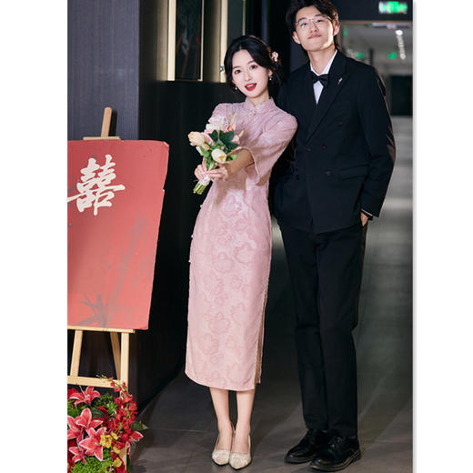 SYK11511蕾丝提花年轻款旗袍2025秋新款修身优雅民国风日常可穿高级感旗袍 商品图2