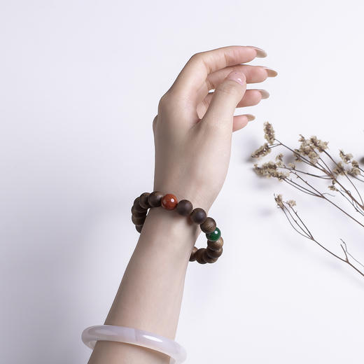 xy0501沉香碧玉南红葫芦小坠手串 商品图9