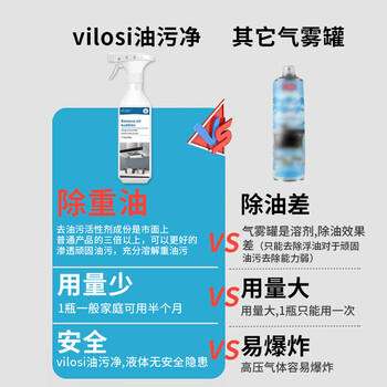 vilosi卫洛仕油污清洁剂500ml*2瓶多功能油污净厨房重油污油烟机清洗剂 /家庭清洁/纸品 /家庭环境清洁 /油污清洁剂 商品图3