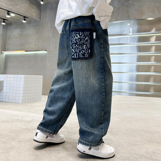 男童牛仔裤秋季2025新款儿童帅气中大童春秋款宽松百搭直筒长裤潮 商品图7