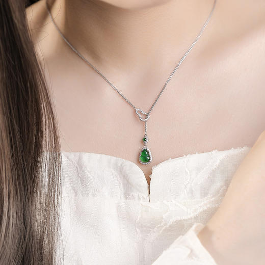 【福禄温情】S925纯银天然翡翠双面葫芦镶嵌齿纹圆珠套链【CW-DZ06884】 商品图3