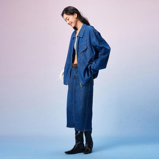 NPC潮牌不规则口袋设计翻领牛仔拉链夹克男短款秋季新款NP57DC09 商品图1