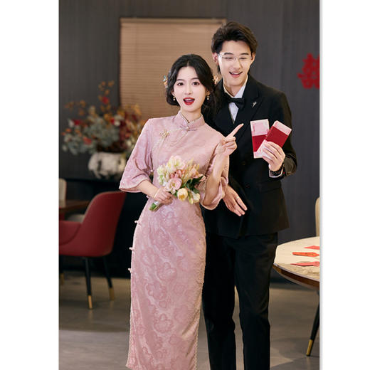 SYK11511蕾丝提花年轻款旗袍2025秋新款修身优雅民国风日常可穿高级感旗袍 商品图3