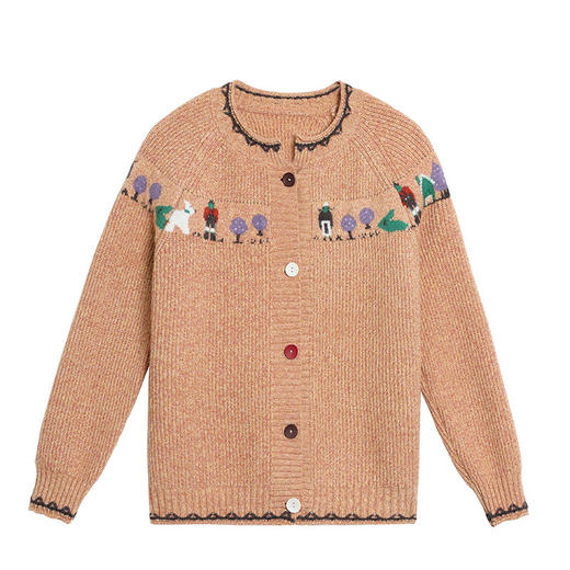 CC-5831粗线毛衣开衫春秋外搭大码女装2025新款女士提花针织外套洋气时髦 商品图4