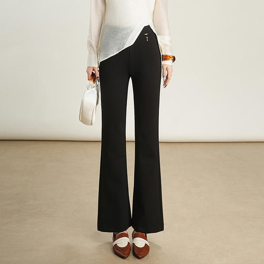 KDFY-2587时尚通勤微喇裤修身显瘦黑色长裤女2025年秋季新款高腰休闲喇叭裤 商品图0