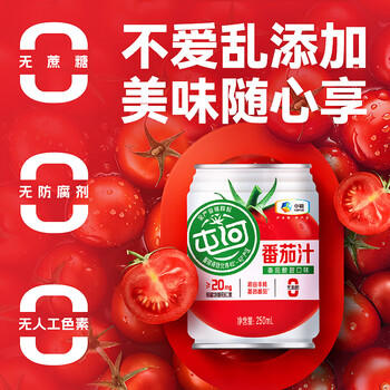 屯河100%番茄汁250ml*15 0添加蔗糖果蔬汁西红柿汁饮料内蒙新疆番茄汁 /水饮冲调 /饮料 /果蔬汁/饮料 商品图4