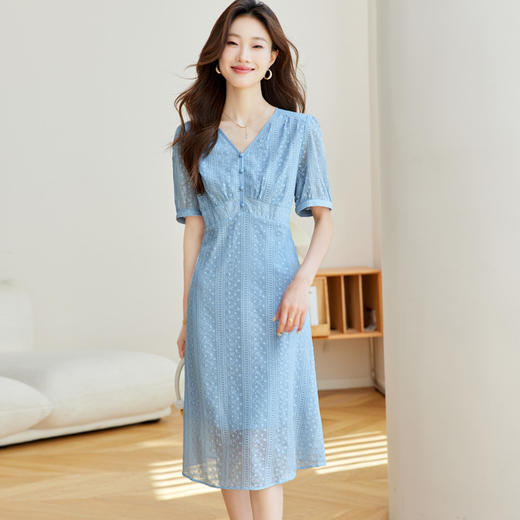 【预售3天】PY 夏日V领收腰优雅连衣裙 &SD3008 商品图2