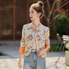 【预售3天】新中式国风提花短外套秋新款复古盘扣撞色拼接小个子上衣 SYY2720 商品缩略图0