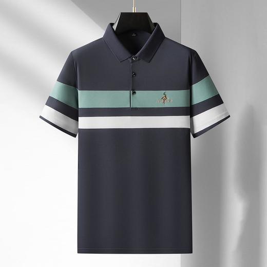 男士POLO衫夏季新款高品质精美绣花条纹短袖上衣    PSL-PSL7397 商品图1