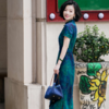 西子/非遗香云纱重磅桑蚕丝立领竹林水墨油画感夏季旗袍/QPTJ052 商品缩略图1