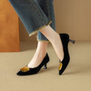 【预售5天】法式不累脚小高跟鞋秋季新款羊皮尖头浅口大码一脚蹬细跟女鞋DB&M6385 商品缩略图1