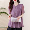 2025夏季新款大码女装天丝短袖上衣时尚洋气宽松显瘦减龄 商品缩略图3