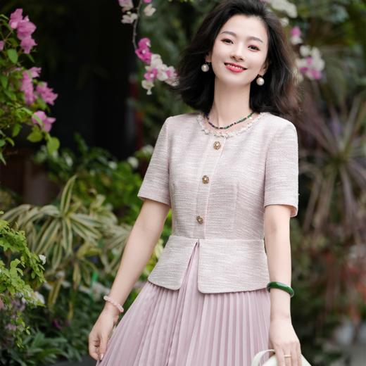西子/香榭丽影醋酸亚麻假两件拼接贵气小香风连衣裙/CQTJ004 商品图9