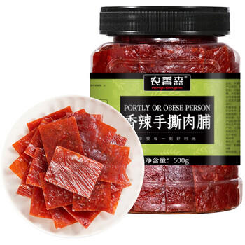 农香森 香辣靖江手撕肉脯500g肉食熟食即食网红小吃休闲办公解馋零食 /休闲食品 /肉类零食 /猪肉类 商品图0