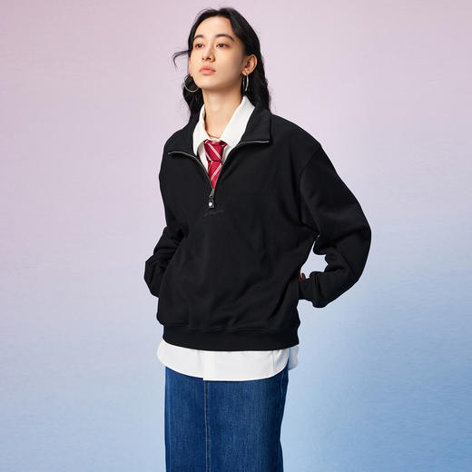 NPC潮牌后颈抽绳半开襟拉链卫衣男立领秋新款宽松口袋NP57ST15 商品图2