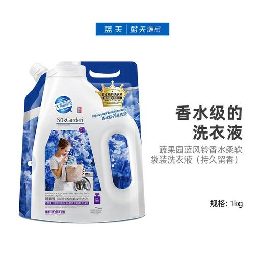 蔬果园蓝风铃香水柔软袋装洗衣液（持久留香）1kg【21003690】 商品图0