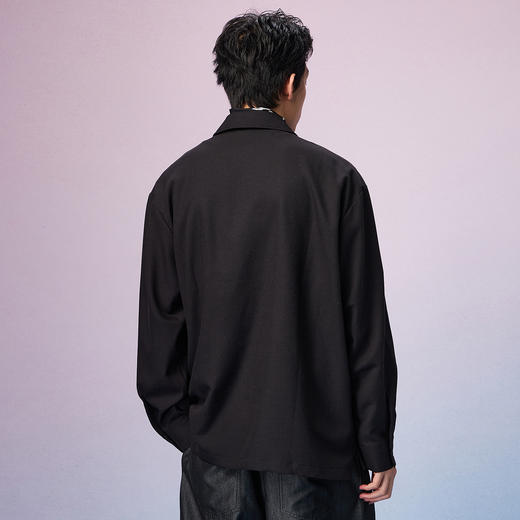 NPC潮牌亚麻混纺宽松落肩半开襟拉链衬衫男秋季上新NP57SH17 商品图3