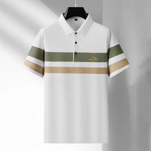 男士POLO衫夏季新款高品质精美绣花条纹短袖上衣    PSL-PSL7397 商品图2