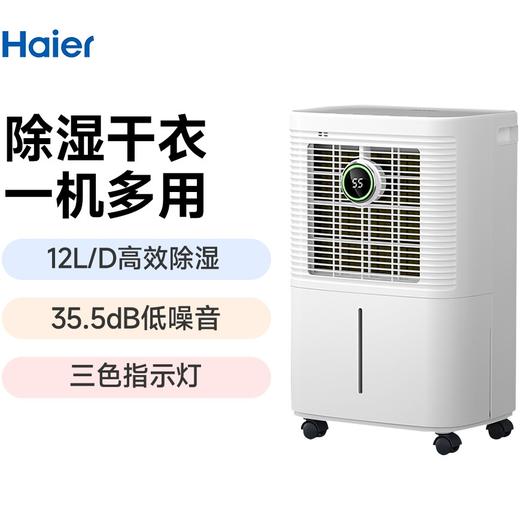 海尔12L/D除湿机家用抽湿机轻音小型吸湿器室内干衣去湿回南天0-20㎡ 商品图0