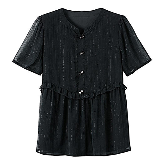 2025夏季新款大码女装天丝短袖上衣时尚洋气宽松显瘦减龄 商品图4