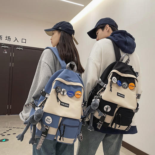 书包女大学生韩版高中旅行双肩包男初中生ins日系大容量电脑背包 商品图7