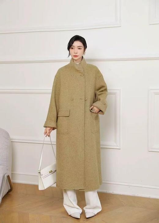 【YW】无忧购秋冬立领双排扣双面羊绒大衣女气质宽松过膝毛呢外套8808（截单后3-5天发货） 商品图6