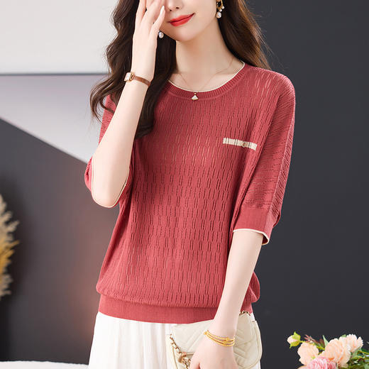 CC37-3006上衣裤子两件套秋季新款中老年妈妈打底衫薄款洋气大码针织衫显瘦 商品图1