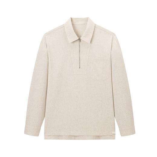 NPC潮牌亚麻混纺宽松落肩半开襟拉链衬衫男秋季上新NP57SH17 商品图6