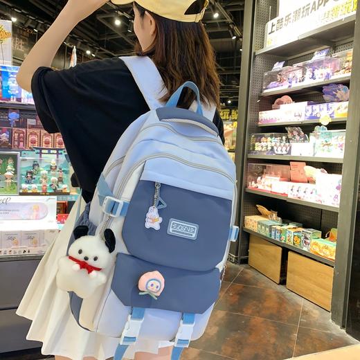 书包女校园风日系女生初中高中生大容量双肩包韩版大学生撞色背包 商品图3