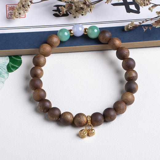 xy0508沉香+翡翠莲蓬小坠手串 商品图3