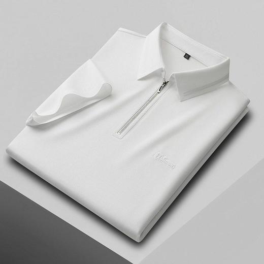 高端冰丝POLO衫休闲商务宽松高端拉链短袖t恤弹力免烫半袖体恤衫    PSL-PSL8095 商品图3