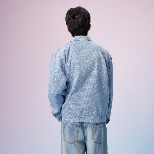 NPC潮牌满印铜币老花翻领牛仔夹克男老钱风牛仔水洗NP57DC08 商品图3