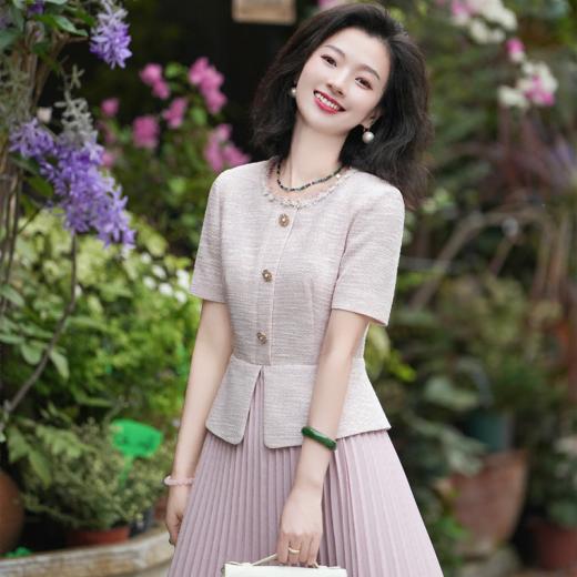 西子/香榭丽影醋酸亚麻假两件拼接贵气小香风连衣裙/CQTJ004 商品图7